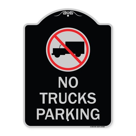 SIGNMISSION No Truck No Truck Parking WithHeavy-Gauge Aluminum Architectural Sign, 24" x 18", BS-1824-23560 A-DES-BS-1824-23560